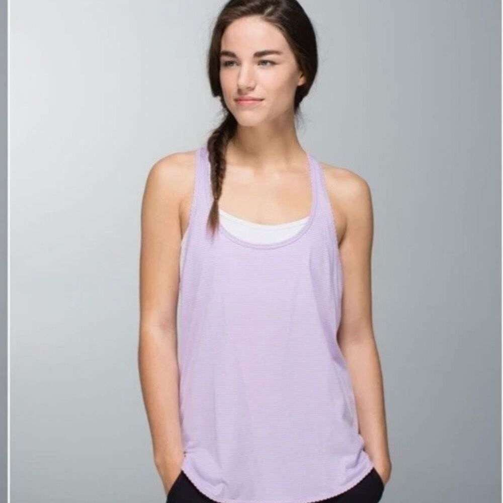 Lululemon Purple Silver Striped Singlet Athletic Tank 10 Women